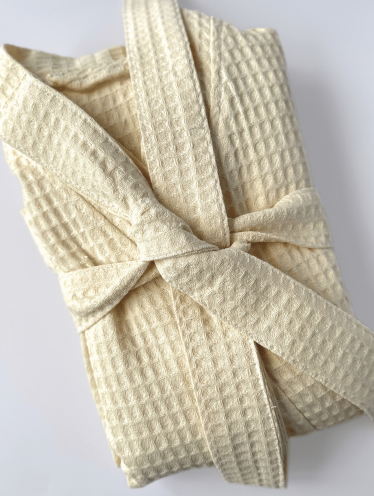 Вафельный халат для гостиниц и спа, кремовый, размер L (48-50) CHILA™