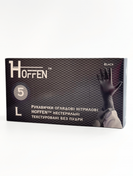 Перчатки нитриловые (размер L) черные 5г HOFFEN, 100 шт