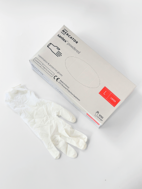 Перчатки латексные с пудрой (размер L) Mercator Medical, 100шт