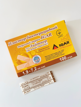 Пластырь бактерицидный IGAR Лайтпор 1,9х7,2см (100шт/уп)